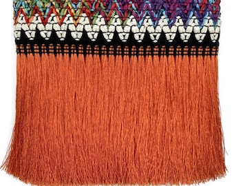Dark Orange Cotton Fringe Trim: Bohemian Tassel Braid, 150mm