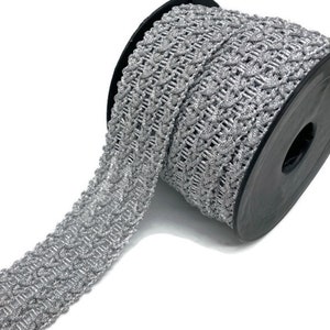 Finitura treccia metallizzata argento da 35 mm/ Finitura treccia marocchina/Trimura etnica/Trimura Boho/Trimnatura tagliata a misura/ (1,37 pollici)
