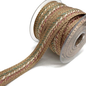 Bronze Metallic Braid Trim: Multicolor Arrow Pattern, Ethnic Bohemian Style
