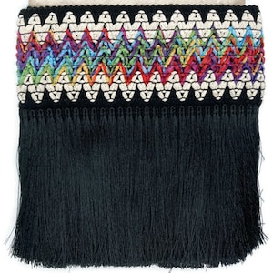 Black Cotton Fringe Trim: Bohemian Tassel Braid, 150mm