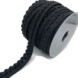 Black Metallic Braid Trim: 20mm Scroll Gimp, Hand-Dyed Cotton