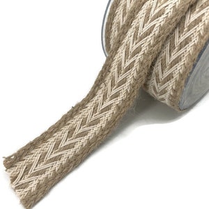 Rustic White Chevron Jute Ribbon: 40mm Farmhouse Style Trim