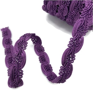 Colore viola chiaro da 15 mm/Rifinitura a treccia di serpente/Nastro intrecciato/Nastro ricamato per lavori ornamentali tagliato a misura/larghezza-0,59 pollici