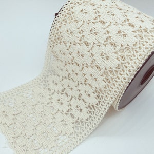 Floral Braid Lace Trim: Natural Cotton, Ivory Spring Design (4.33 inch)