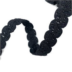 20 mm Black Braid Gimp Trimming | Plaited ribbon | Embroidered ribbon for  Ornamental Work by the yard | width-0.78 inch