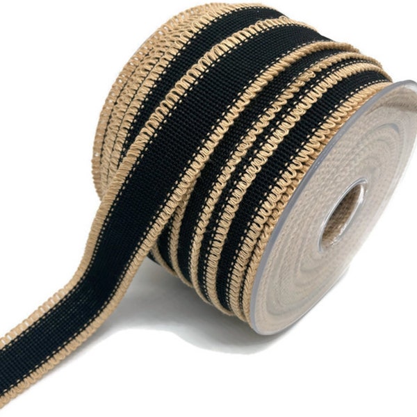 20 mm Cotton Black Background With Brown Line Trim/Braid Trim/Bohemian/Retro/Ethnic Trim/Vintage Trim by the yard (0.78 inches)