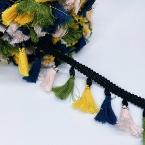 40 mm Green Yellow Powder/Cotton Tassel Fringe Trim/Ethnic Trim/Trim by the yard(1.57 inches)