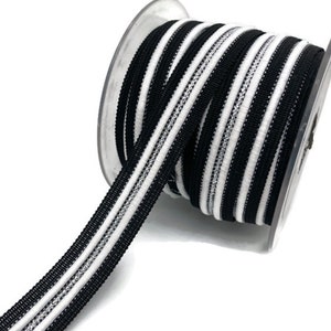 White Striped Trim with Silver Glitter - Ethnic Style (20mm)