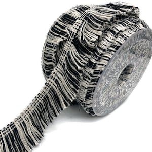Black & White Cotton Fringe Trim: Bohemian Ethnic Decor (30mm)