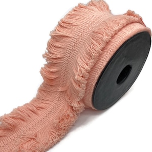 Powder Pink Cotton Brush Fringe Trim: Bohemian Style, 65mm Wide