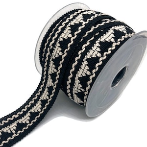 Black & White Cotton Braid Trim: 30mm Bohemian Ethnic Trim