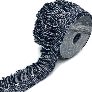 45 mm Dark Blue White Fringe Tassel Trim/Ethnic Trim/Bohemian Trim/Vintage Trim by the yard (1.77 inches)