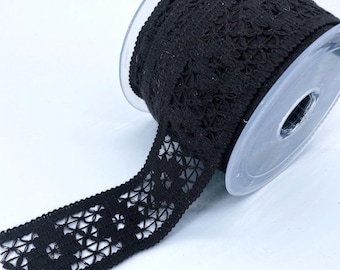 Black Square Crochet Lace Trim 1.6" for Dress Gothic Sewing