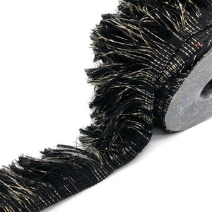 Black & Gold Fringe Trim: 55mm Wide, Hand-Dyed Cotton, Bohemian Style