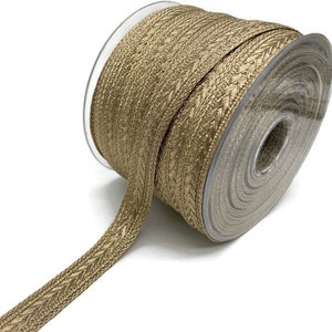 Galon tressé métallique doré avec flèches de 18 mm - Ruban doré scintillant - Galon doré par mètre - (0,71 pouce)