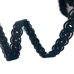 Black Braid Gimp Trim: 15mm Plaited Ribbon for Embellishments