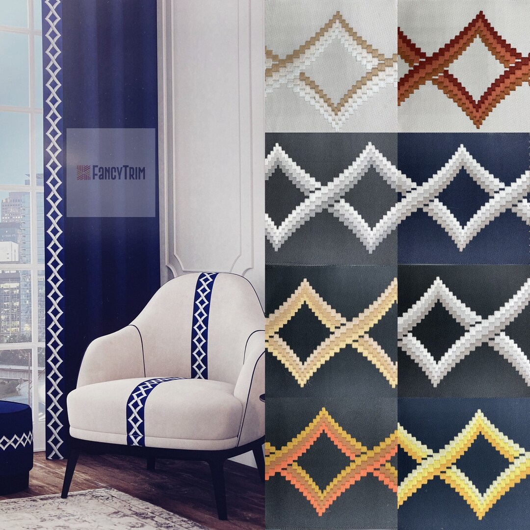 3,5 Yards Drapery Trim/ Victorian Waves /jacquard Embroidered Border ...