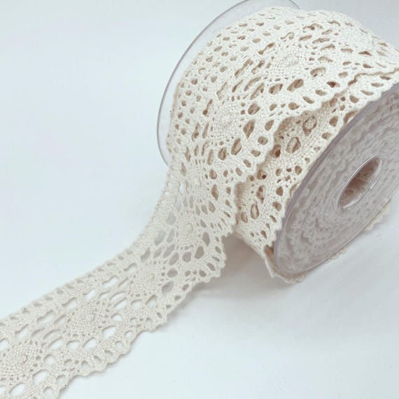 Natural Cotton Crochet Lace Trim Scalloped Vintage Trim by the yard (45 mm / 1.77 inch)