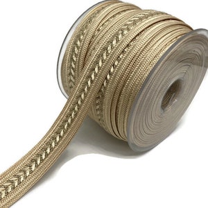 Passamaneria metallica in oro da 15 mm/Motivo a freccia/Passonatura in oro lucido/Passonatura etnica/Passonatura boho/Passonatura vintage tagliata su misura/(0,59 pollici)