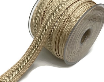 Gold Metallic Braid Trim: Arrow Pattern Vintage Style (22mm / 0,86 Inch)