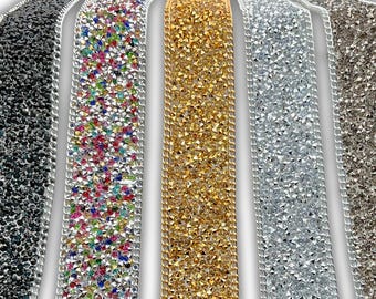 5 Yards Iron On Rhinestone Trim: Hot Fix Crystal Tape Ribbon (1.37 Inches)