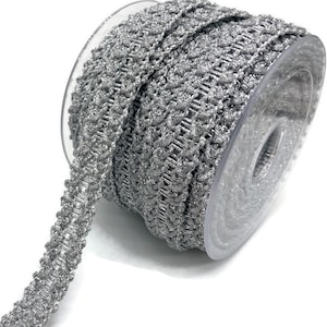 Silver Metallic Braid Trim: 18mm Bohemian Ribbon, Ethnic Style