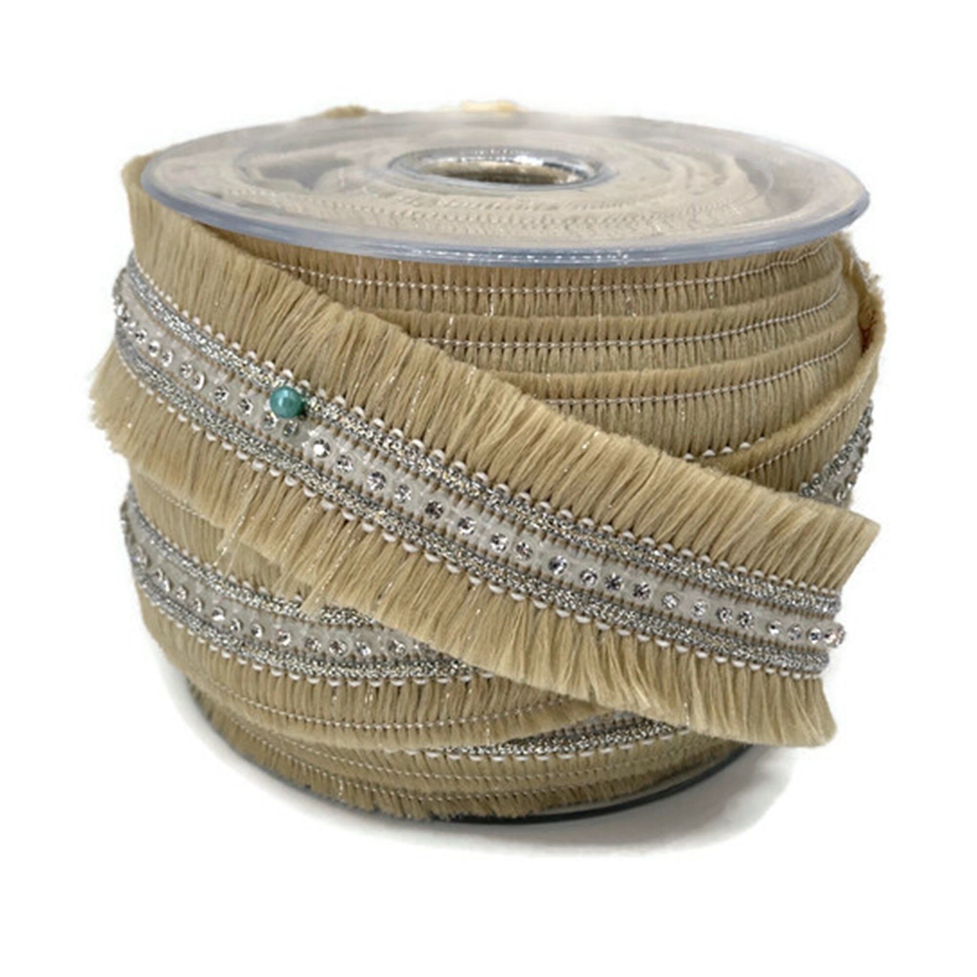 Beige Fringe Ribbon: 30mm Double-sided Crystal Glitter Trim - Etsy