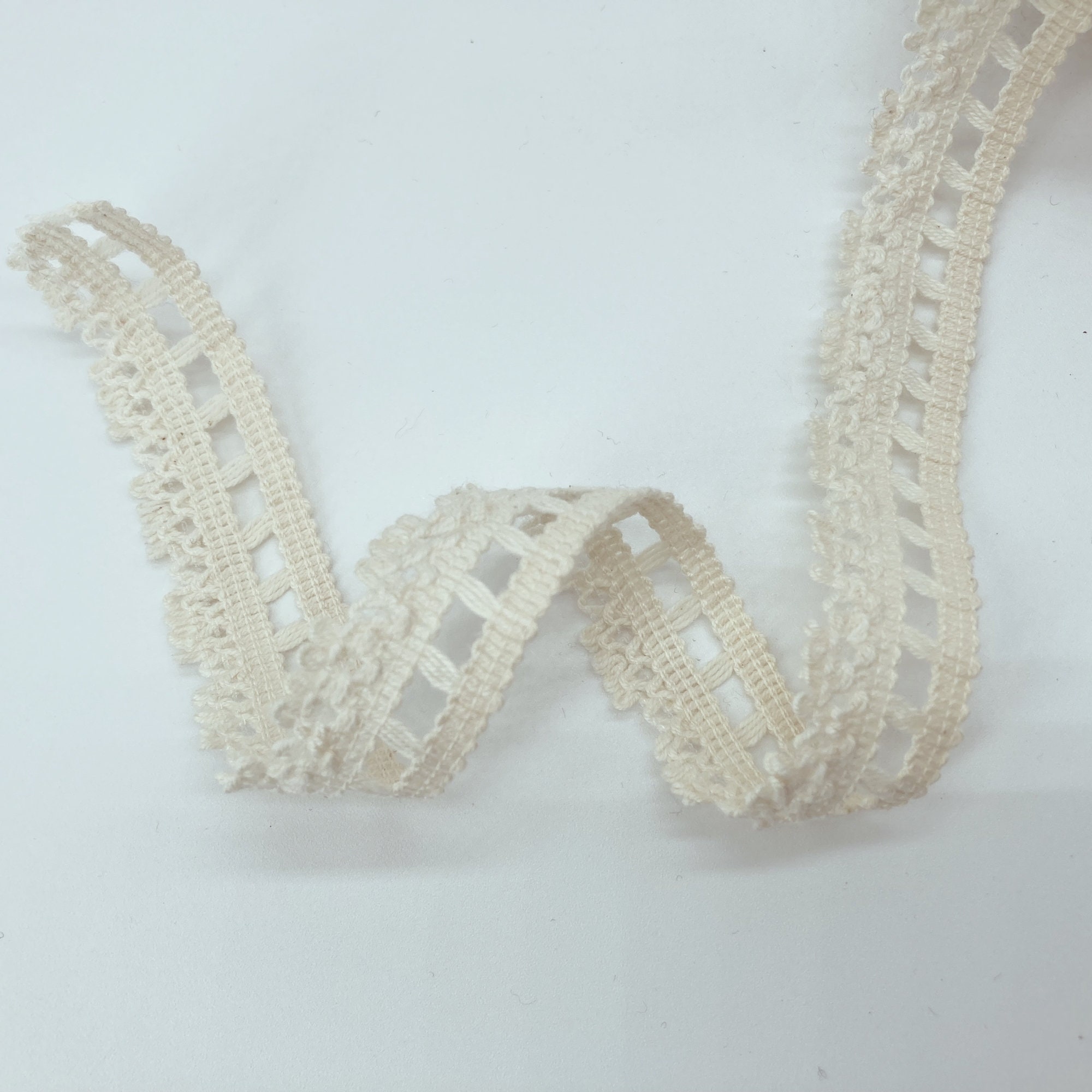 20 Mm Natural Cotton Braid Lace Trim Scalloped Pattern Lace Trim Ivory