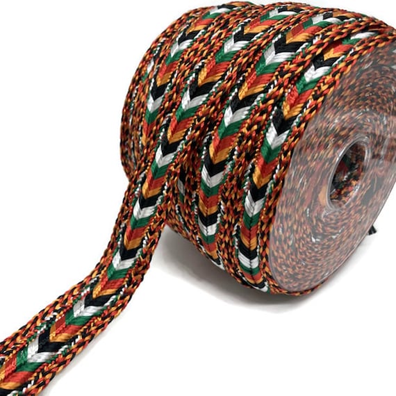 Multicolor Trim, 0.79" Satin Look Braided Ribbon for Decor & Craft
