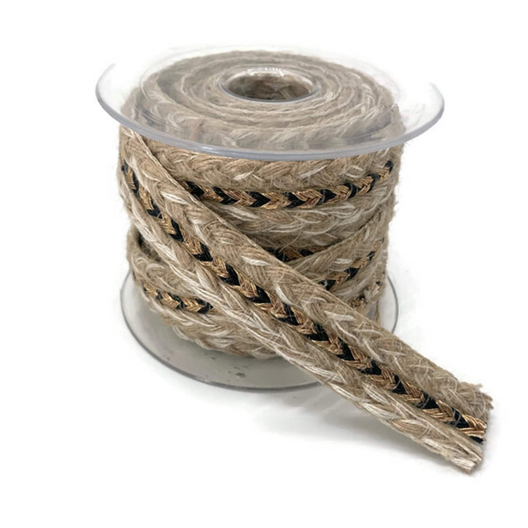 25 Mm Natural Jute Trim /braid Jute With Cotton / Bronze Black Etsy