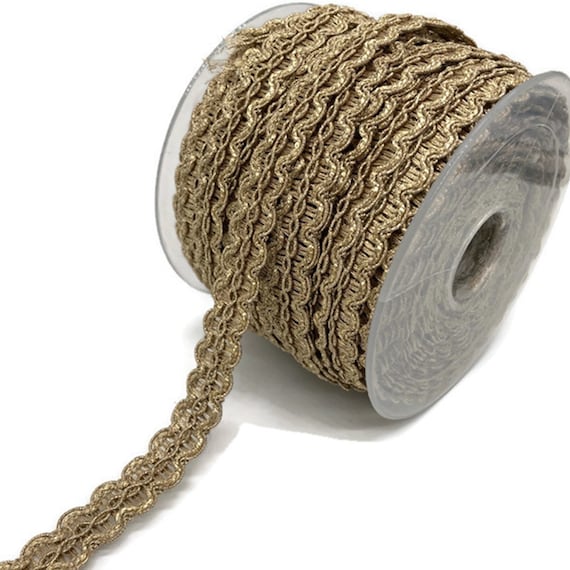 Cinta De Encaje Metálica 25 Yardas - Ancho 12 Mm, Para Manualidades, Bodas Y Disfraces