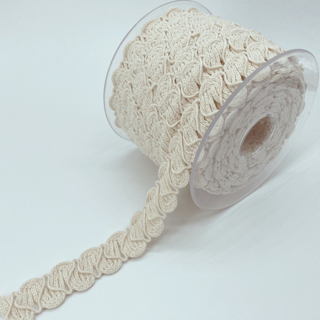 20 Mm Ivory Bohemian Trim Natural Cotton Lace Wave Braided Pattern Raw