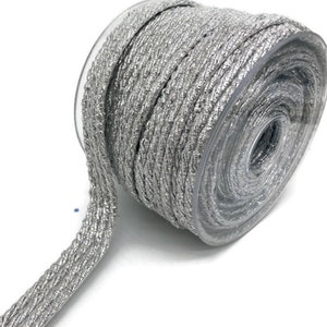 Silver Metallic Braid Trim: 18mm Flat Four-Line Cord, Bohemian Ethnic Style
