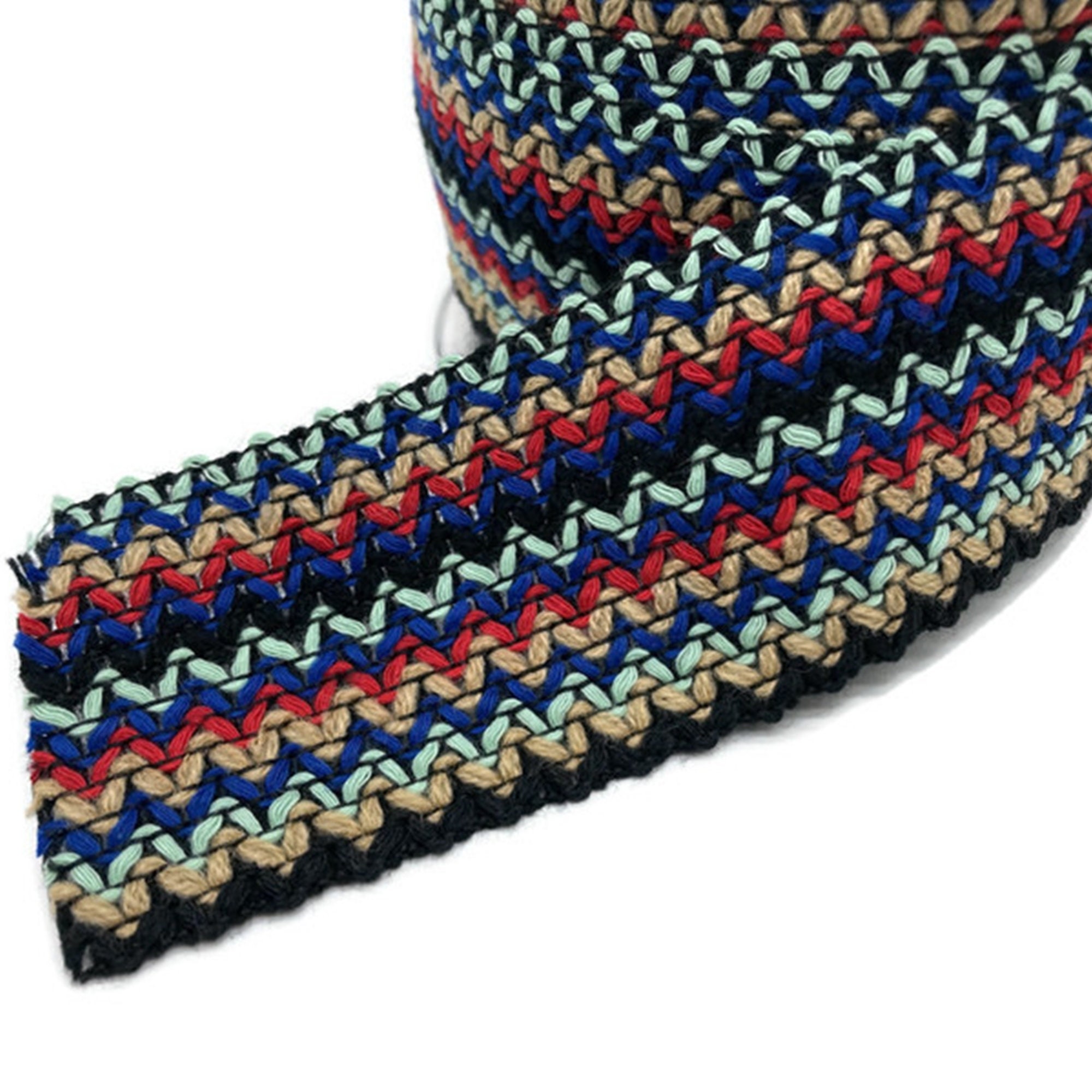 48mm Cotton Braid Chevron Trim: Multicolor Bohemian Ethnic Style