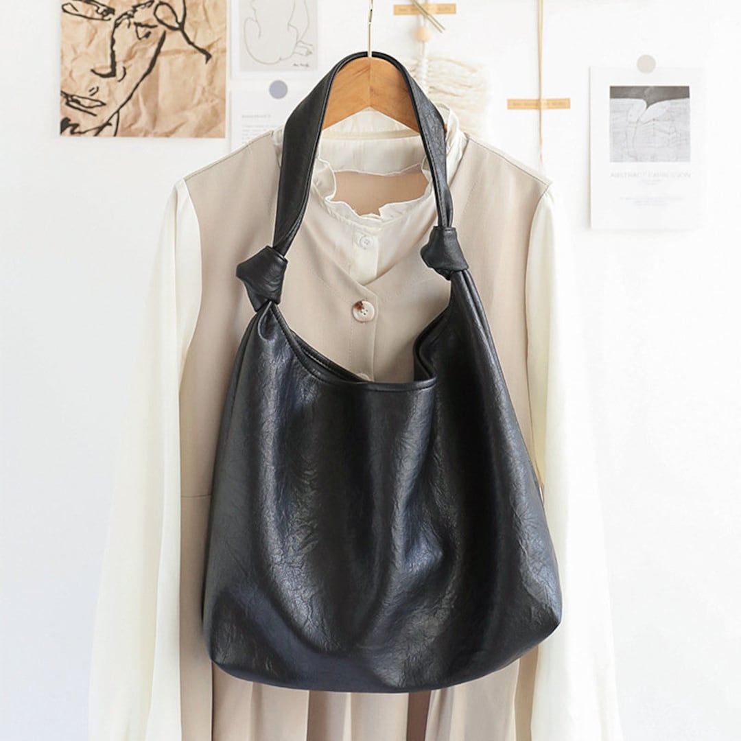 Vegan Leather Adjustable Buckle Shoulder Bag with Suedette Pouch main image 0