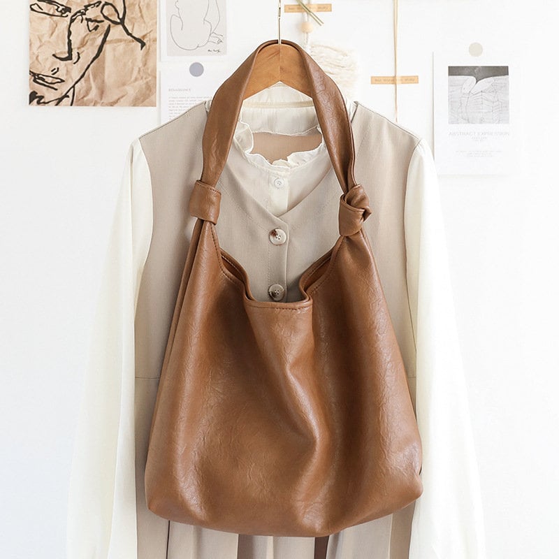 Structured Vegan Leather Shoulder Bag With Front Pouches main image 0