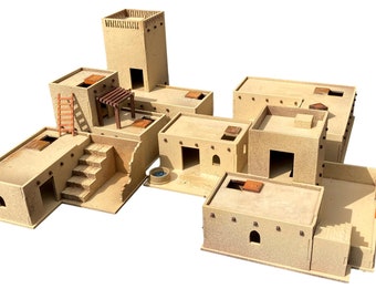 Laser Cutting Files SVG + DXF - Desert Buildings Collection 1 for WW2/Warhammer (28mm)