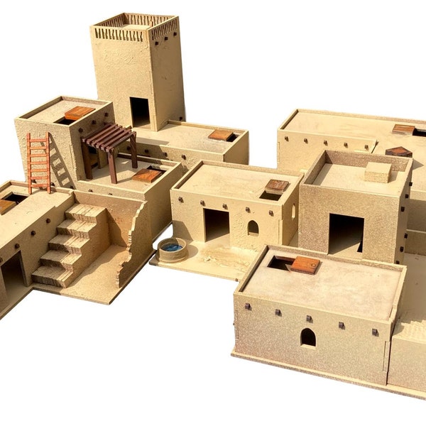 Laser Cutting Files SVG + DXF - Desert Buildings Collection 1 for WW2/Warhammer (28mm)