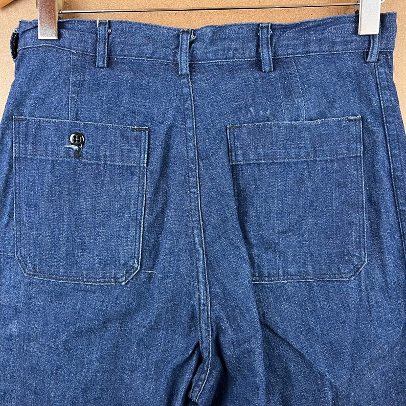 VTG 60s US Navy Denim Dunagrees Trousers 30x31.5 w/ Walking Permit Provenance image 6