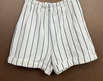 VTG 70s The General Polyester Striped Gym Coach Shorts White Medium