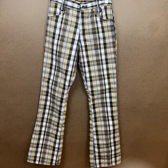 VTG 1972 Levi's 746 Plaid Flare Trousers 27x31 US… - image 3