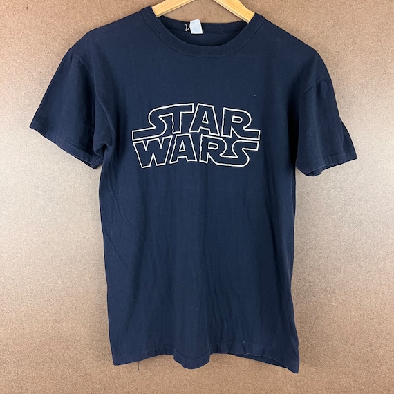 VTG 70s Star Wars Spellout Graphic T-Shirt Single… - image 1