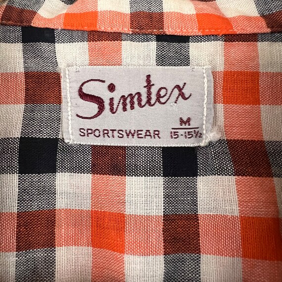 VTG 50s 60s Simtex Sportswear Plaid Loop Collar S… - image 2