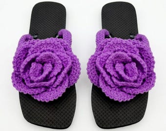 Chanclas de rosas de ganchillo personalizadas