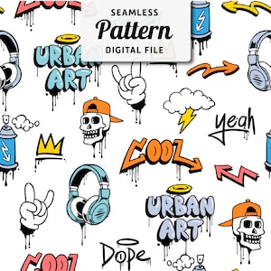 Graffiti seamless digital file, Graffiti digital download seamless pattern, Graffiti seamless file for sublimation print.