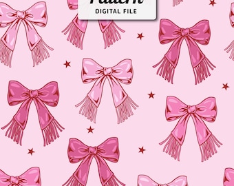 Pink Western Bow Seamless Pattern: Cowgirl Repeat Design (Digital Download)