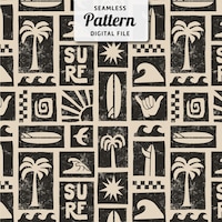 Beach Waves Seamless Pattern Ocean Waves Repeat Pattern Commercial Use ...
