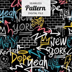 Graffiti seamless digital file, Graffiti digital download seamless pattern, Graffiti seamless file for sublimation print.