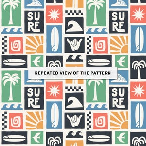 Surf Wear Pattern Surf Seamless Pattern: Fabric Sublimation Digital Download (12x10.8 ...