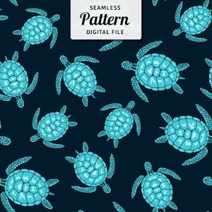 Sea Turtles Seamless Pattern | Turtles Seamless Repeat Design | Digital File